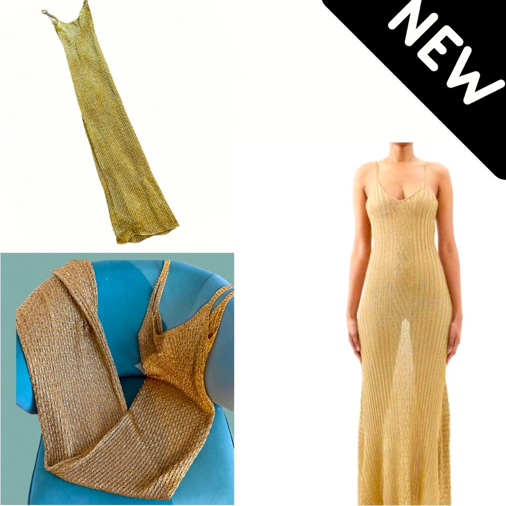 Fashion Nova Gold Cable Knit Dress See through